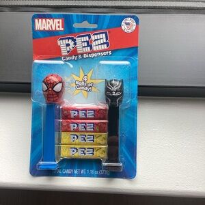 Marvel Spider-Man & Black Panther PEZ Candy Dispensers - Unopened, expired candy